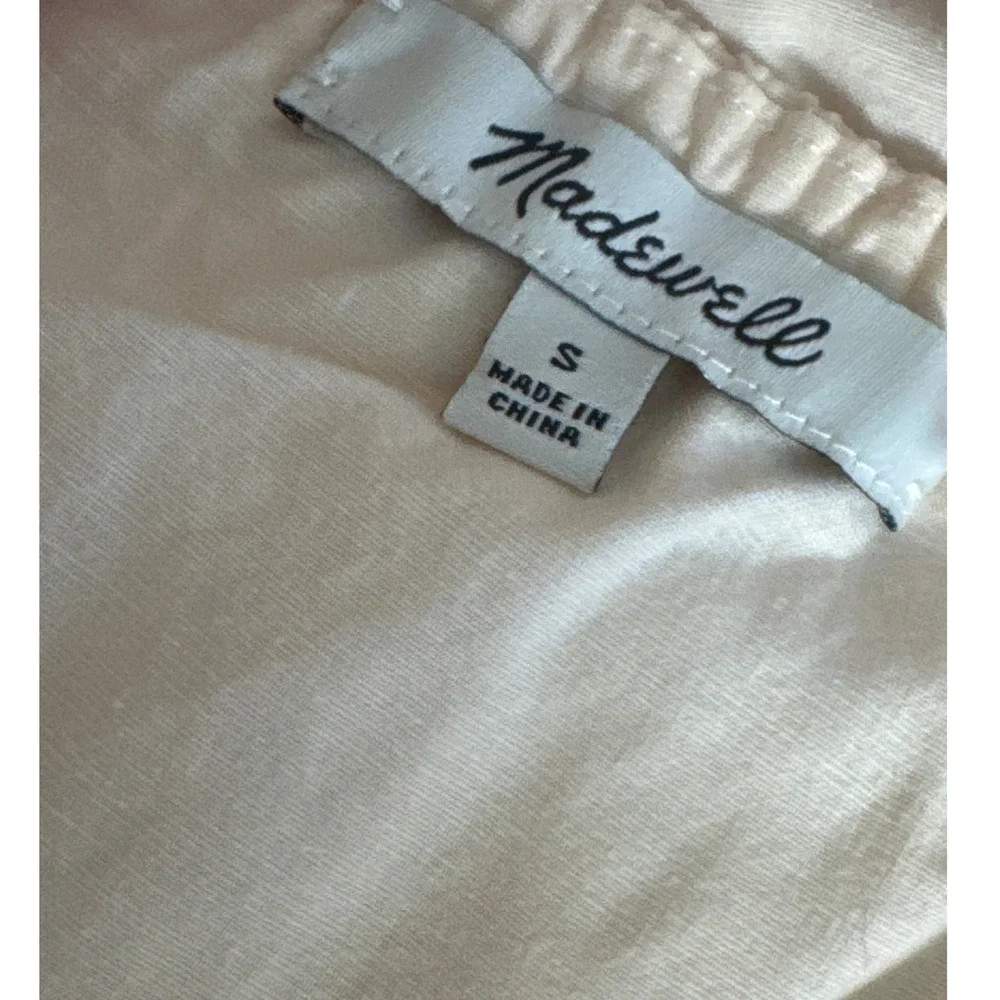 Madewell Apron Ruffle Linen Blend Jumpsuit in Cream‎ H8825 Size S